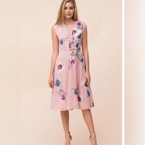 Yumi Kim Reminisce Midi Floral Dress in Forget me not Blush Size XS NWT